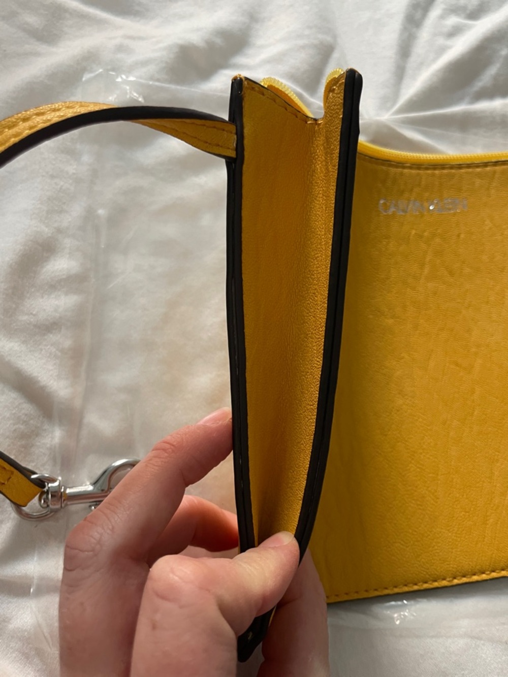 New Calvin Klein Mustard Yellow Wristlet Clutch - Picture 3 of 8
